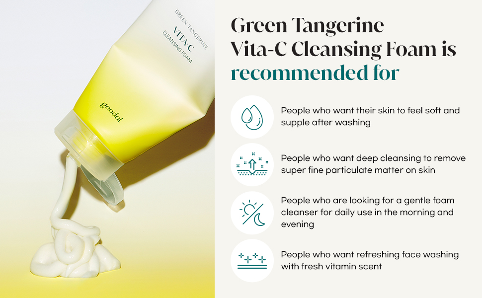 GOODAL Green Tangerine Vita C Cleansing Foam 150ml - Image 2