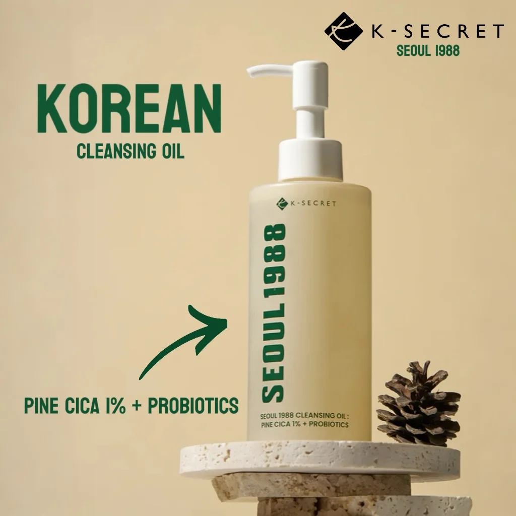 K-SECRET SEOUL 1988 Cleansing Oil : Pine Cica 1% + Probiotics 200ml - Image 3