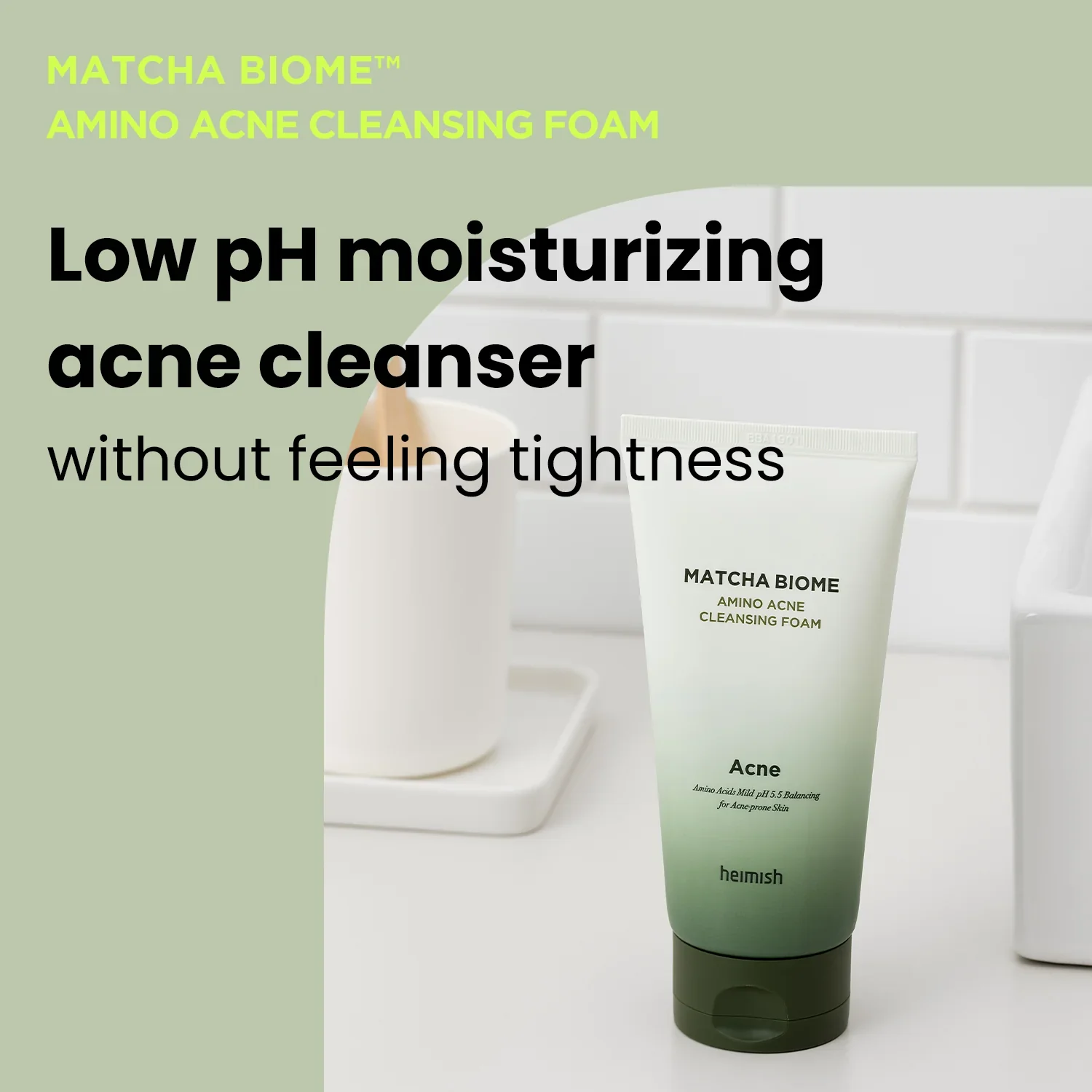 Heimish Matcha Biome Amino Acne Cleansing Foam 150G - Image 4
