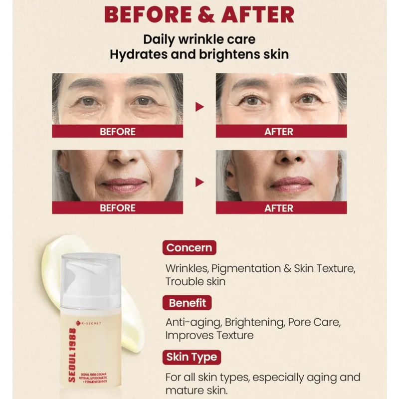 Alternative view of K-SECRET SEOUL 1988 Cream: Retinal Liposome 1% + Fermented Rice 50ml