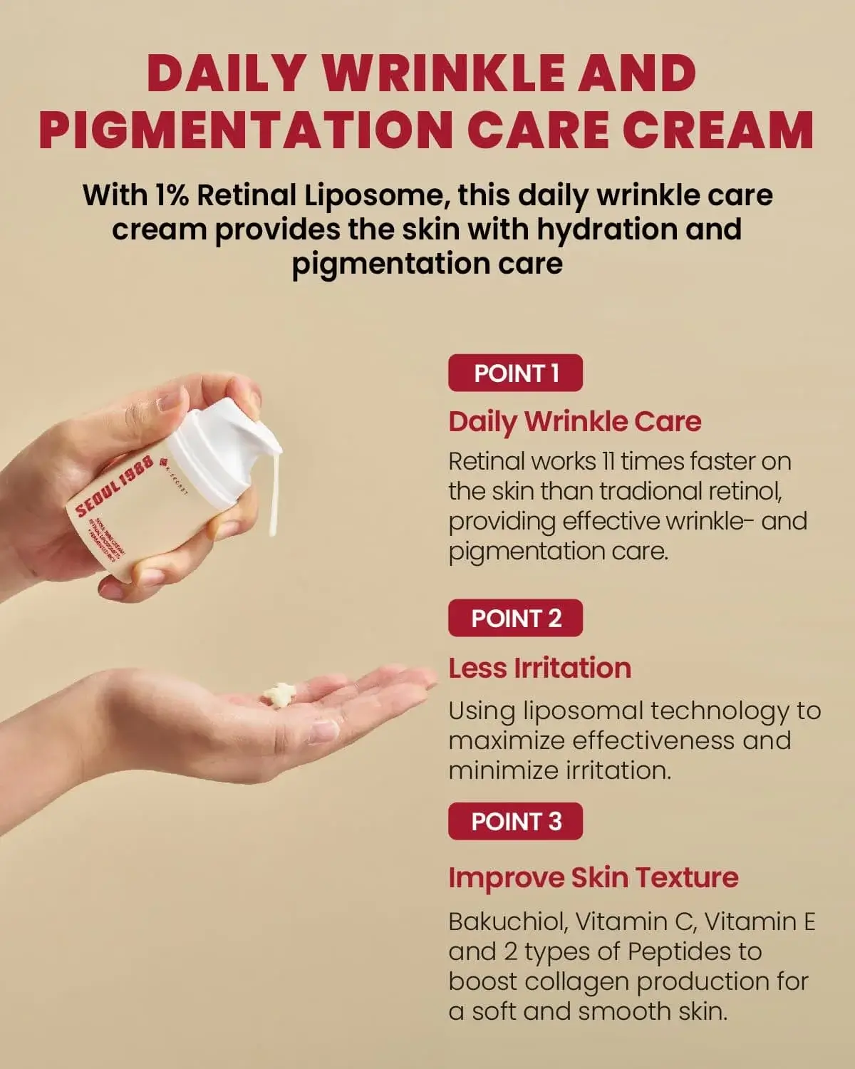 K-SECRET SEOUL 1988 Cream: Retinal Liposome 1% + Fermented Rice 50ml - Image 3