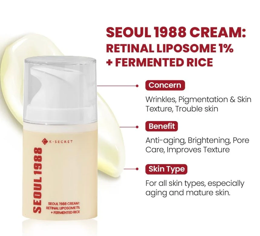 K-SECRET SEOUL 1988 Cream: Retinal Liposome 1% + Fermented Rice 50ml - Image 4